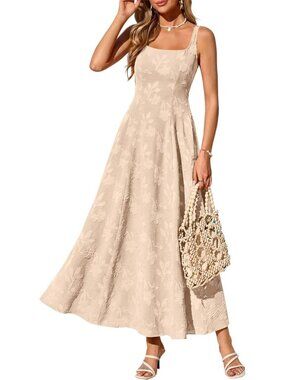 Stylish Summer Maxi Dress for Women - Sleeveless Square Neck, Beach Wedding
